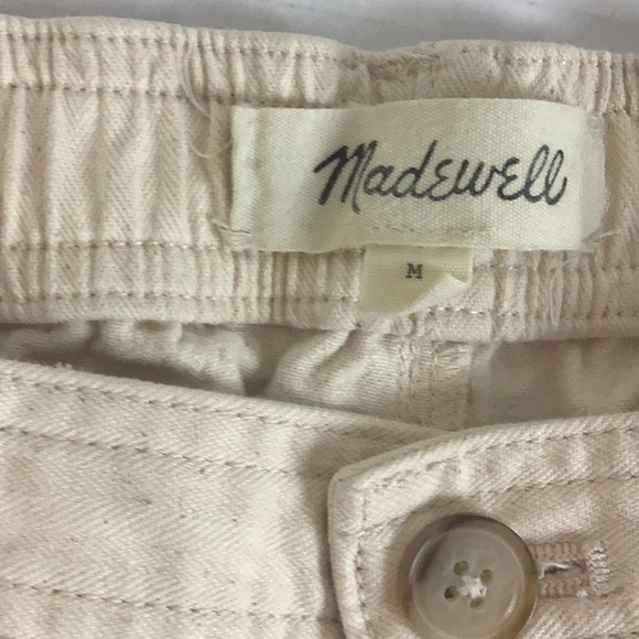 Madewell Women’s Medium Cropped Camp Pants Beige Herringbone Texture Ankle Pants - Picture 9 of 16